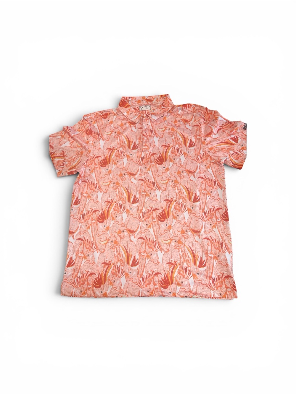 Men's Yatta golf toucan Printed Short-Sleeve Polo in Coral orsnge